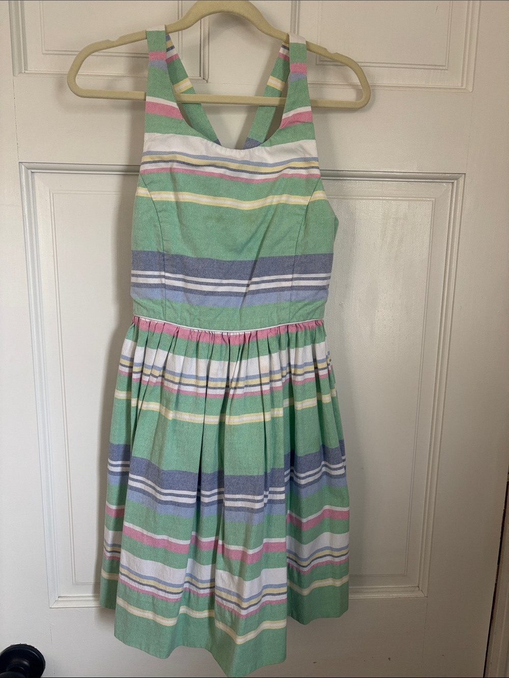 Ralph Lauren Green Pastel Stripe Sleeveless Dress